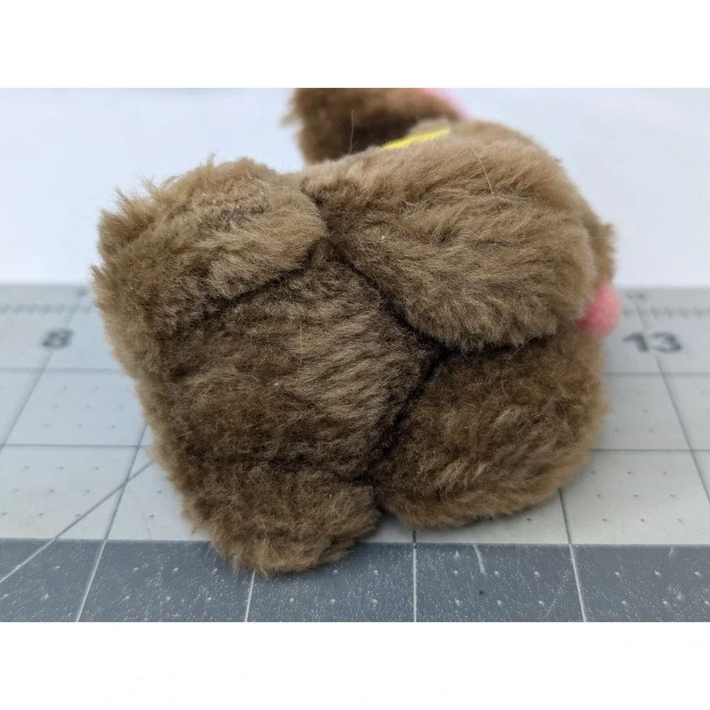 Russ Brown Mini Rabbit Plush 4 Inch Pink Ears Lot‎ of 2 Stuffed Animal Toy